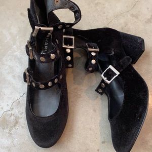 Charles Black Velvet Mary Janes